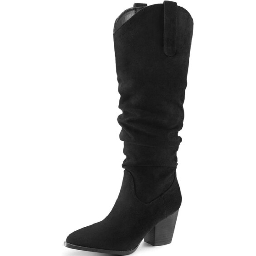 NWT MySoft Knee High Slouchy Boots Western Black